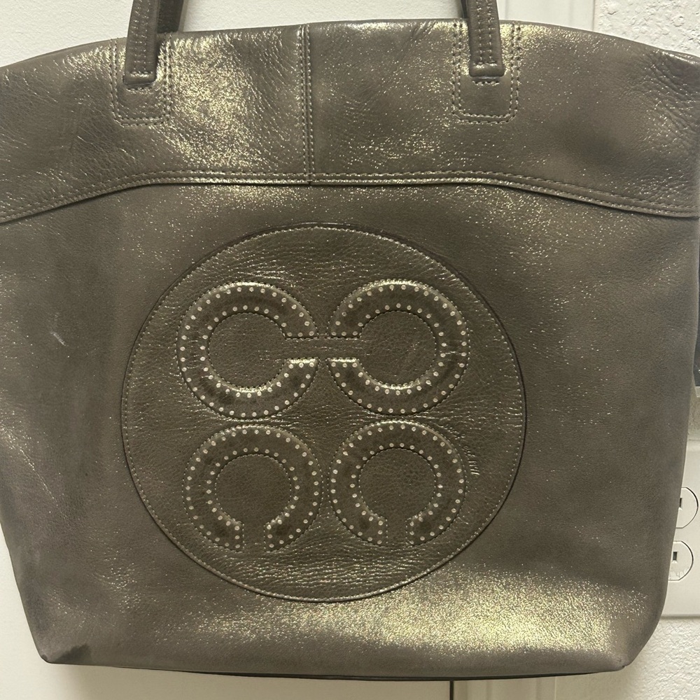 Vintage COACH Bag Op Art Julia Perry Metallic Gold Leather Laura Embossed Tote